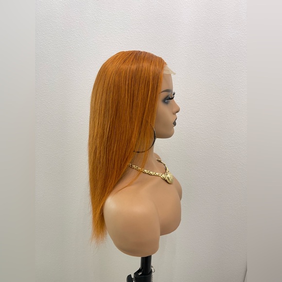 18” 4x4 Lace Closure, Straight Human Hair Wig, Color Similar to Ginger - Picture 5 of 12